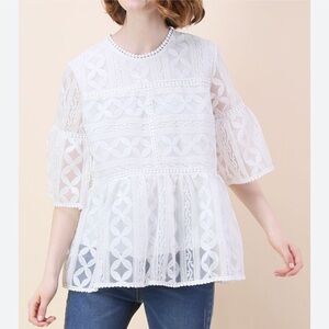 Chicwish White Lace Blouse
